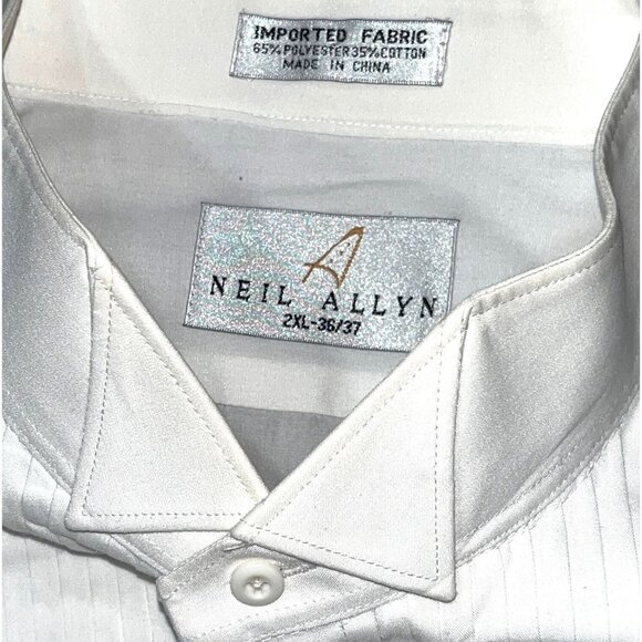 Neil Allyn Mens White Tuxedo Dress Shirt 2XL 36/37 65% Polyester 35% Cotton - Picture 3 of 6
